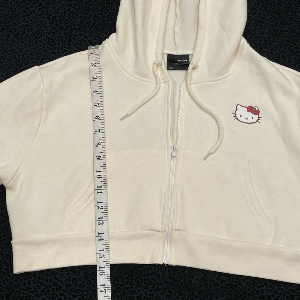 Hello Kitty Womens Sweater Graphic Hoodie Back To School Cropped Full Zip M - Picture 4 of 5